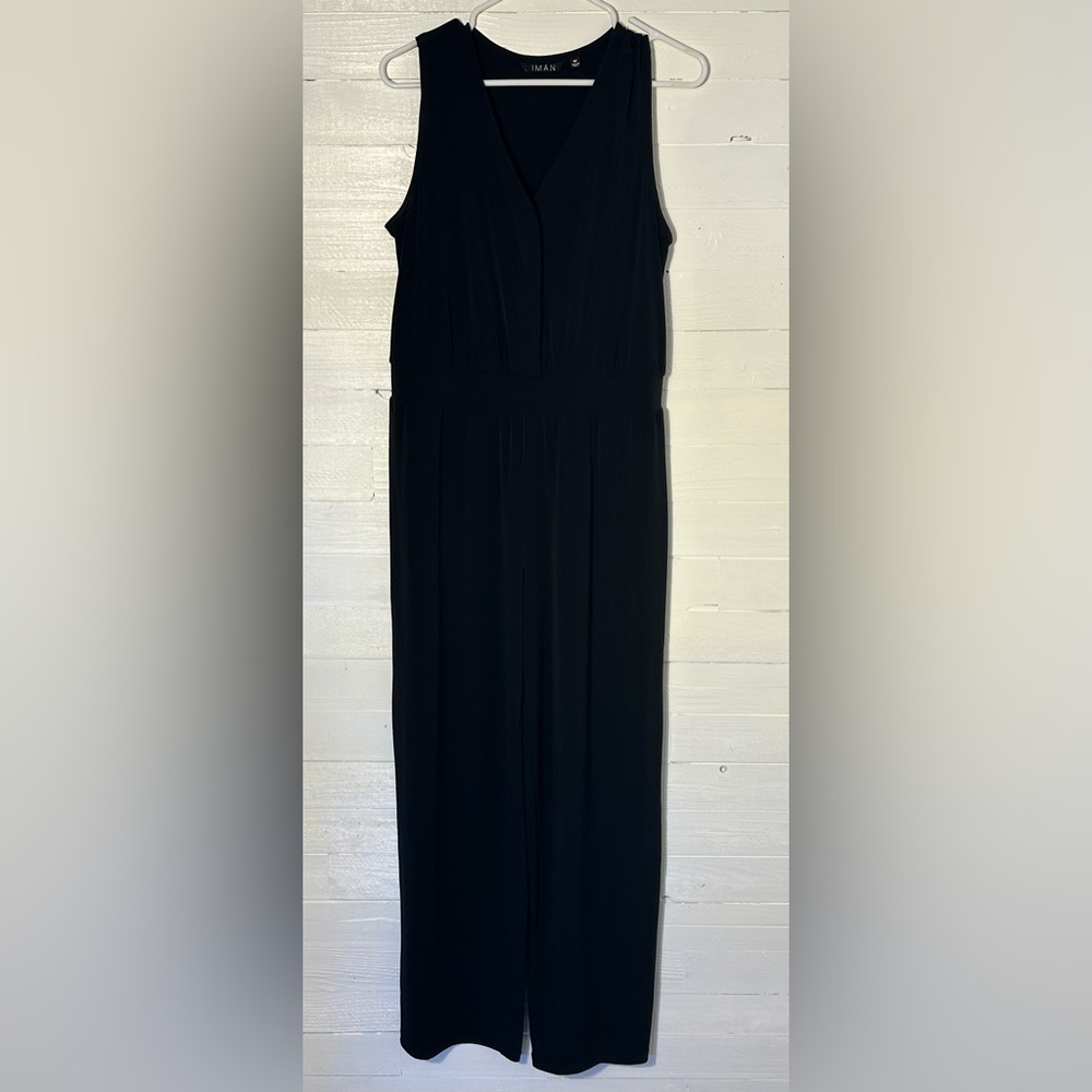 Iman Black jumpsuit, button top, women’s size medium. Excellent condition. - Picture 2 of 12